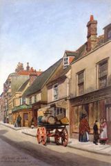 A-water-colour-painting-of-the-High-Street-c1890.